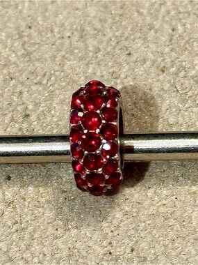 🆕Listing! Brighton Glitter Spacer Dark red Thin bead 3 rows of crystals Retired